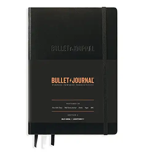 LEUCHTTURM1917 Bullet Journal Edition 2, Carnet Medium (A5), couverture rigide, Papier 120 g/m², pointillés, Noir