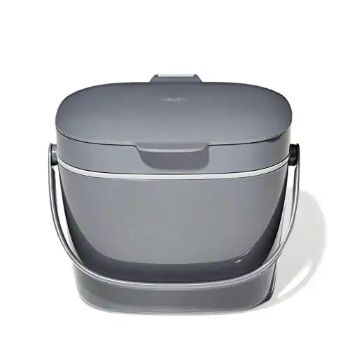 OXO Good Grips Bac à compost – Poubelle compost pour la cuisine - Anti-odeurs - Gris (6,6 L)