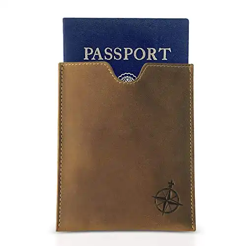 WANDERINGS Porte-Passeport en Cuir - 13 x 11 cm